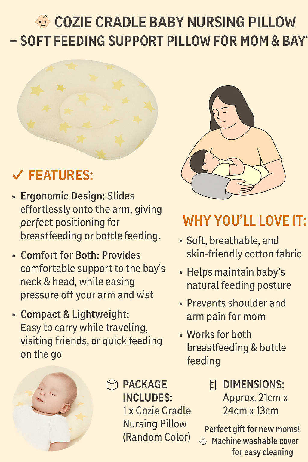 Cozie Cradle Baby Pillow