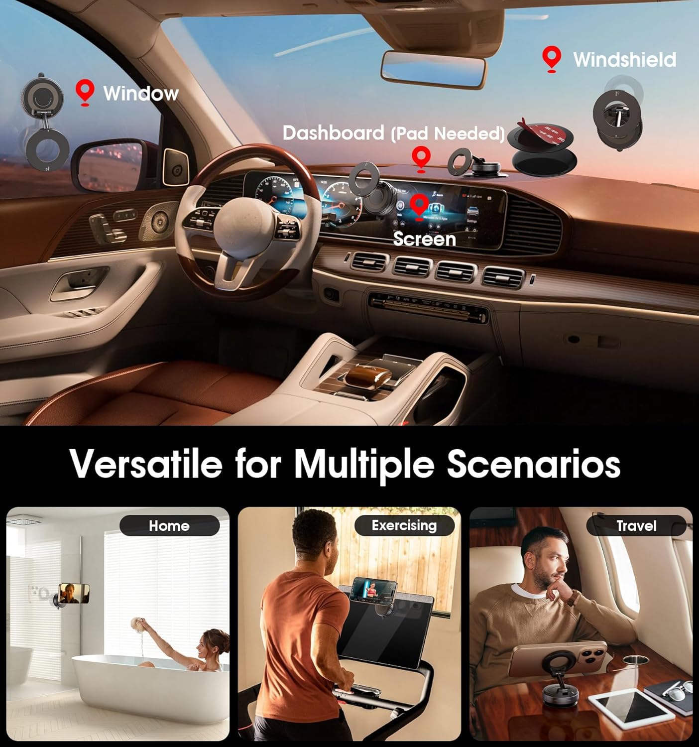 2025 Newest 360° Adjustable Vacuum Magnetic Suction Cup Phone Holder Mount