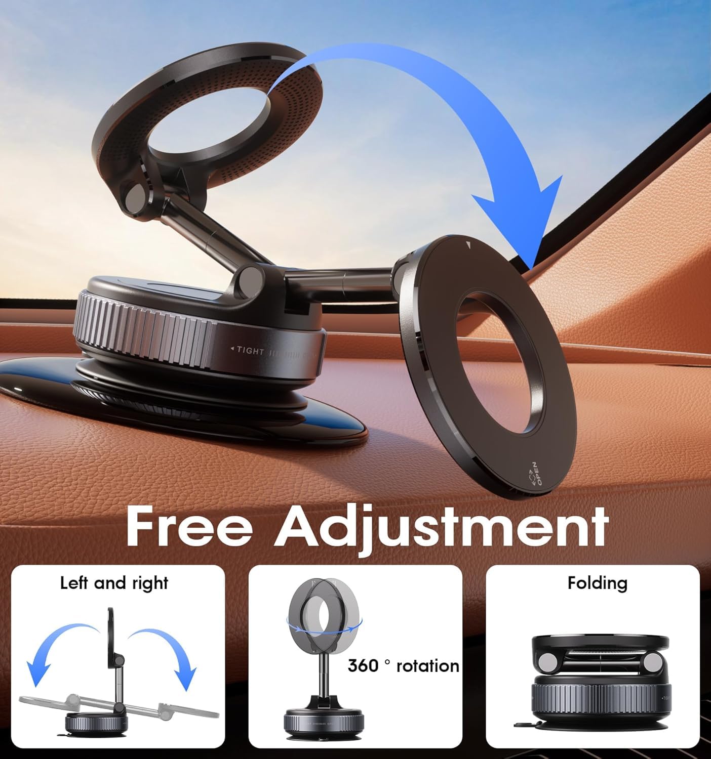 2025 Newest 360° Adjustable Vacuum Magnetic Suction Cup Phone Holder Mount