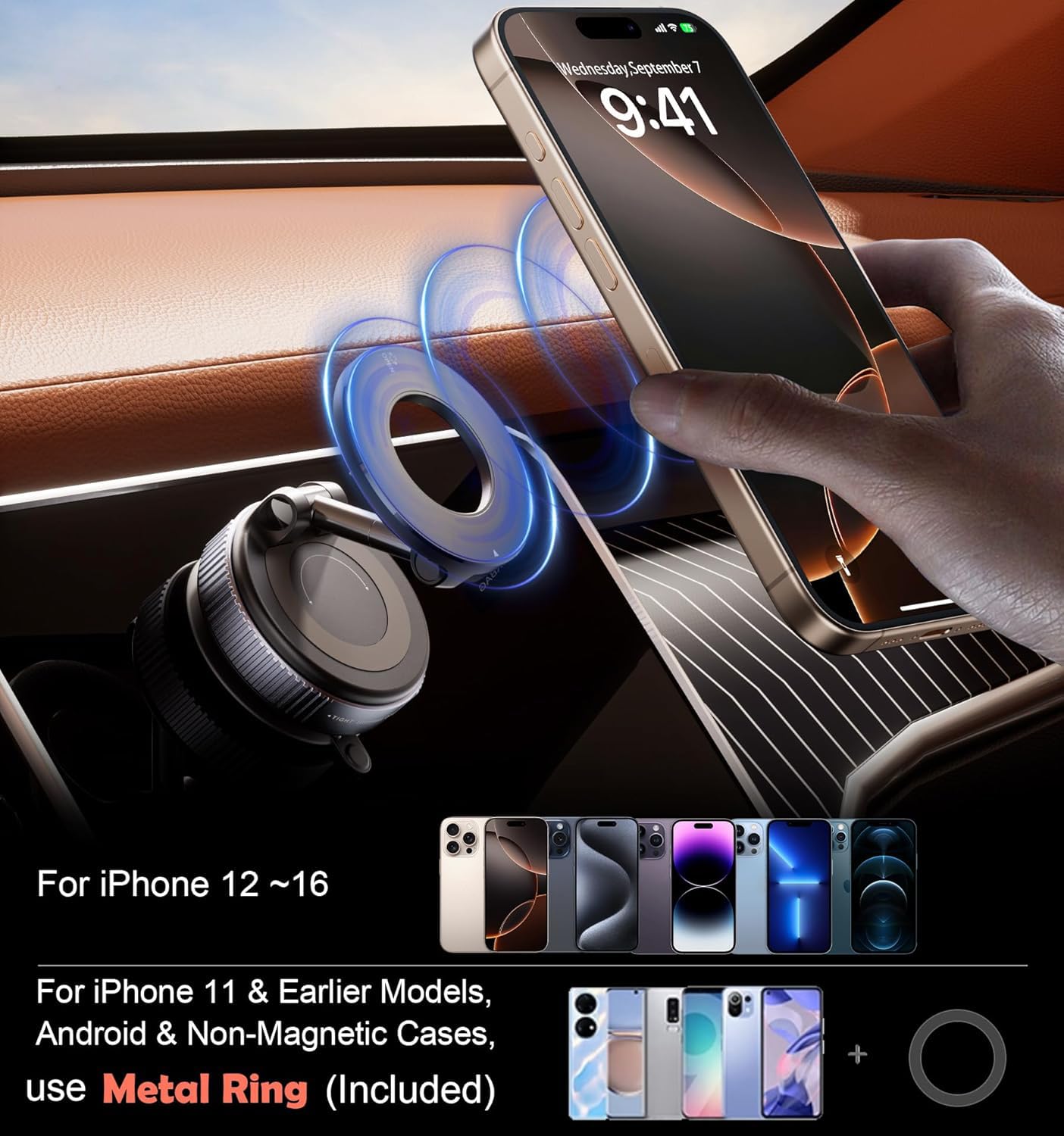 2025 Newest 360° Adjustable Vacuum Magnetic Suction Cup Phone Holder Mount