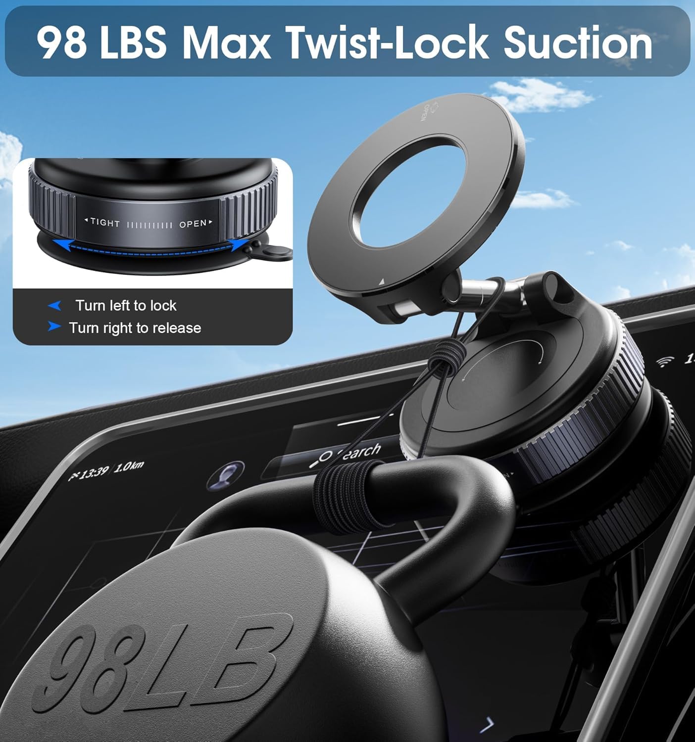 2025 Newest 360° Adjustable Vacuum Magnetic Suction Cup Phone Holder Mount