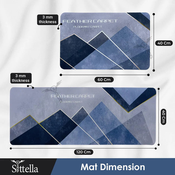 2-Piece Anti-Slip Rubber Kitchen Mat Geometric Pattern Set – Durable & Easy to Clean + Free Gift (Random Design)