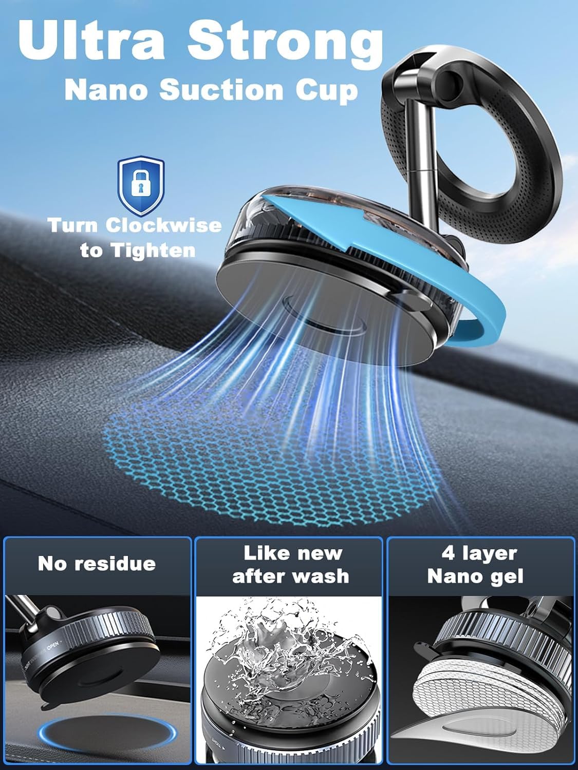 2025 Newest 360° Adjustable Vacuum Magnetic Suction Cup Phone Holder Mount