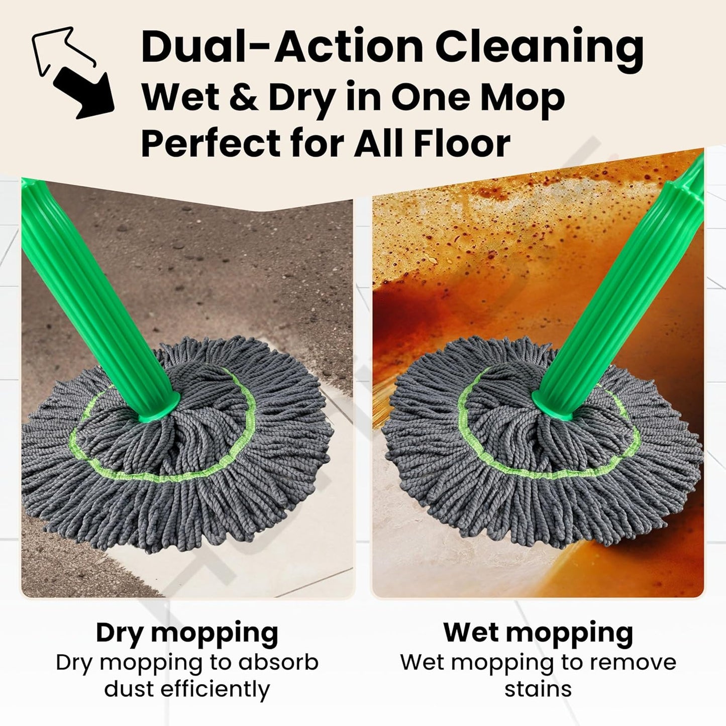 MyBasket™ 2 in 1 Dehydrated Floor Cleaning Mop - Self-twisting Water Rotating