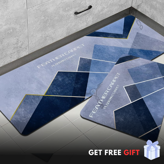 2-Piece Anti-Slip Rubber Kitchen Mat Geometric Pattern Set – Durable & Easy to Clean + Free Gift